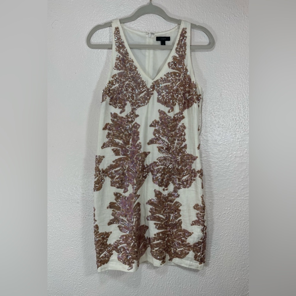 J. Crew White and Bronze Sequin Dress
